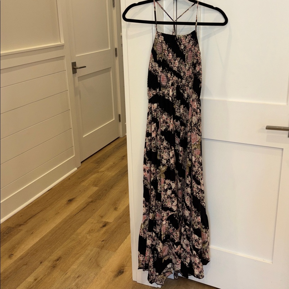 Free People Heat Wave Printed Maxi Dress Black Granite Combo Floral XS NWT Boho - Picture 4 of 8